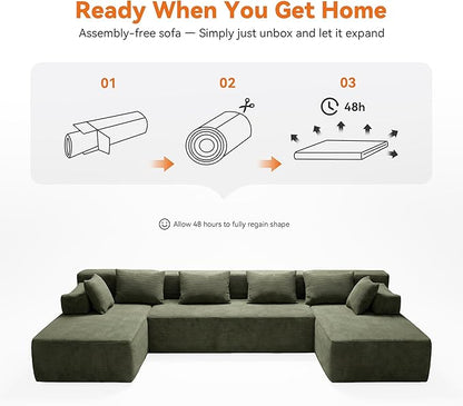 MONVANE 141" U Shaped Cloud Sectional Couch - Image 9