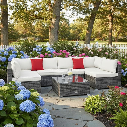 Tangkula 7 Pieces Wicker Patio Furniture Set, All-Weather Outdoor Rattan - Image 2