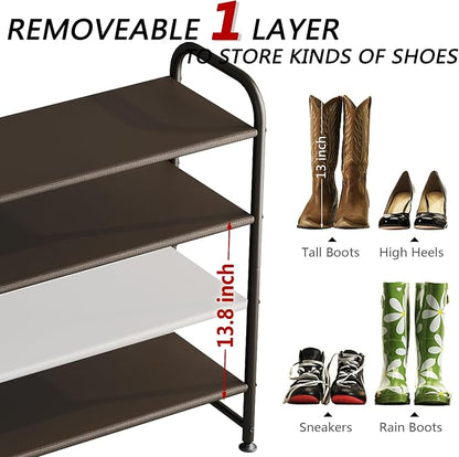 INGIORDAR Shoe Rack 4 Tier Long Storage Organizer Wide Metal Shoe Shelf - Image 5