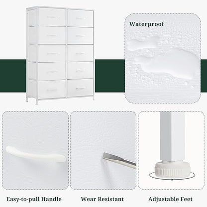 10-Drawer Dresser for Bedroom, Anti-Tip Tall Storage Organizer Chest of Drawers - Image 7