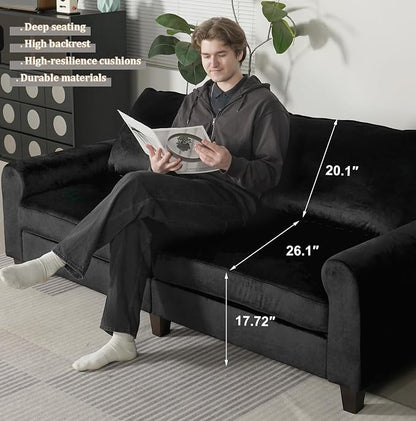 EASE MOOSE 88.5" Large Seat Velvet Loveseat Sofa, Soft Deep Seat Couches - Image 5
