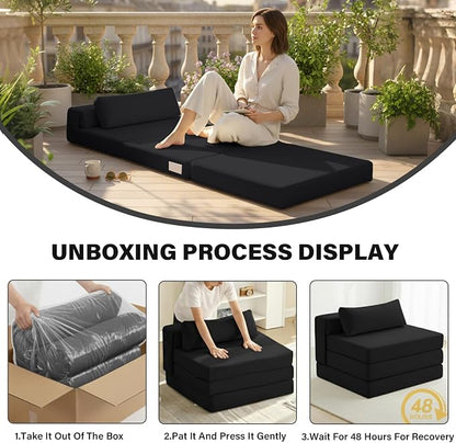 Tiita Folding Sofa Bed Chair, 4-Fold Convertible Sleeper Chair - Image 9