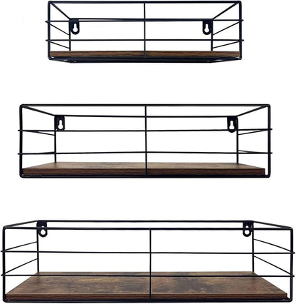 CRUGLA Floating Shelves Wall Mounted Set of 3, Hanging Storage Wall Shelf by CRUGLA