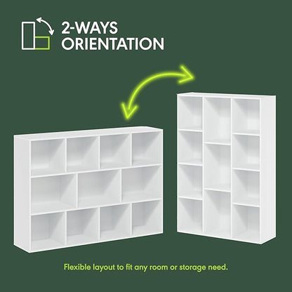 Furinno LUDER Book Shelf, 11-Cube Bookshelf, Reversible Bookcase, 9.4 x 29.1 x - Image 5