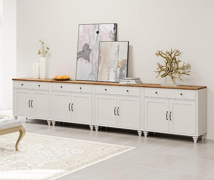 WAMAPT Buffet Cabinet with 8 Doors and 4 Drawers, Large Coffee Bar Table Wood - Image 8
