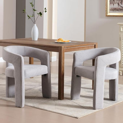 Modern Chenille Barrel Dining Chair Upholstered Fabric Dining Room Chair - Image 8