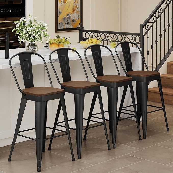 Andeworld Metal Bar Stools Set of 2, 26 inch Counter Height Barstools - Image 8