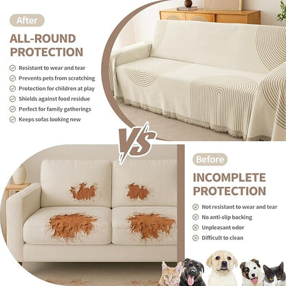 Couch Cover for Dogs, Boho Sofa Covers for 3 Cushion Couch, Chenille Sofa - Image 4