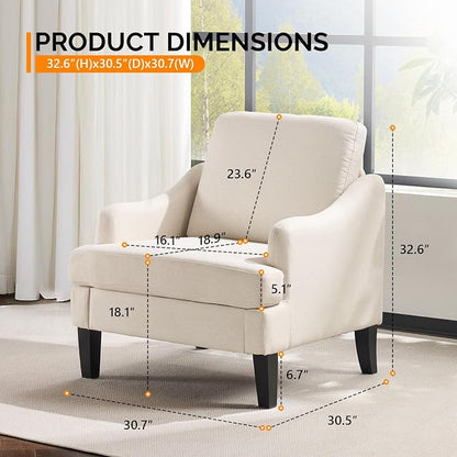 VINGLI Linen Fabric Accent Chairs Set of 2, Comfy Sofa Chair Living Room - Image 2