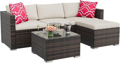 5-Piece Outdoor Sectional Sofa Set, All-Weather PE Rattan Patio Furniture - Image 9
