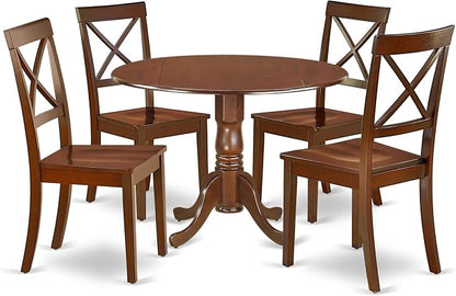 East West Furniture DLBO5-MAH-W 5 Piece Dining Room Table Set Includes a Round by EastWestFurniture