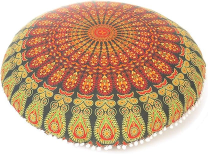 Mandala Floor Pillow Cover Meditation Cushion Seating Throw Hippie Round by EyesofIndia