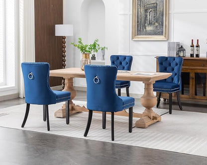 KCC Velvet Dining Chairs Set of 4, Upholstered High-end Tufted Dining Room Chair - Image 2