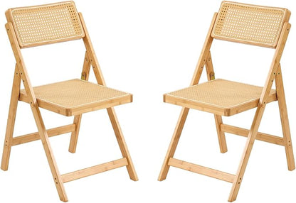 Furlide Rattan Folding Chairs, Modern Mid Century Dining Chairs Set of 2 by Furlide