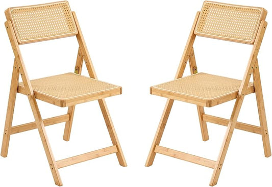 Furlide Rattan Folding Chairs, Modern Mid Century Dining Chairs Set of 2 by Furlide