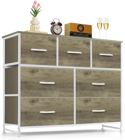 7-Drawer Dresser for Bedroom, Anti-Tip Wide Storage Organizer Fabric Chest of by SageNest