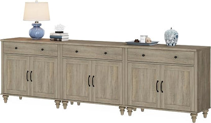 WAMAPT Buffet Cabinet with 6 Doors and 3 Drawers, Large Coffee Bar Table Wood - Image 5