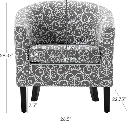 BELLEZE Accent Barrel Chair Set of 2, Linen Round Chair Club Tub Sofa Corner - Image 3