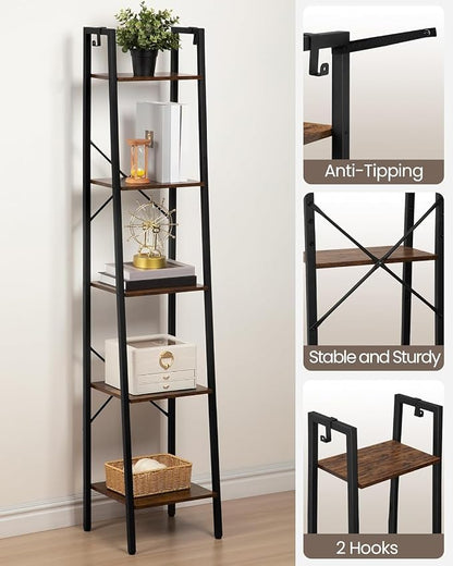 Hzuaneri Ladder Shelf, Bookshelf Bookcase, Freestanding Corner Storage Shelve - Image 3