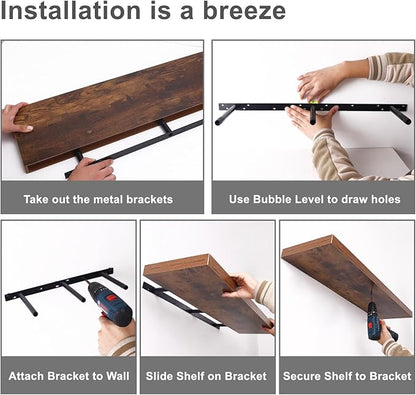 Fixwal Wood Floating Shelves for Wall, 47.2" Long Heavy Duty Wall Mounted - Image 7