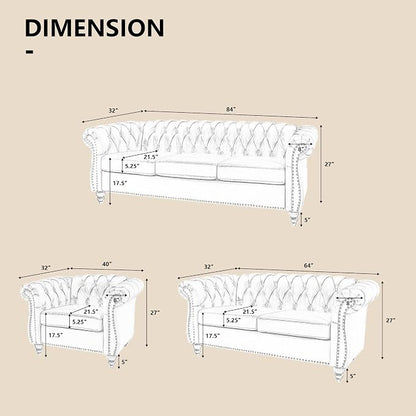 QHITTY 2 Piece Living Room Set, Sectional Chesterfield Sofa Chair Contemporary - Image 2