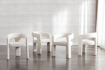 BESTANO Set of 3 Modern Linen Fabric Upholstered Dining Chairs - Image 4