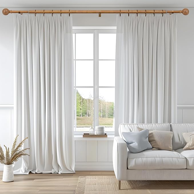 QDWIS Boho Wood Curtain Rods for Windows 48 to 84 inch, Rustic Decorative - Image 2