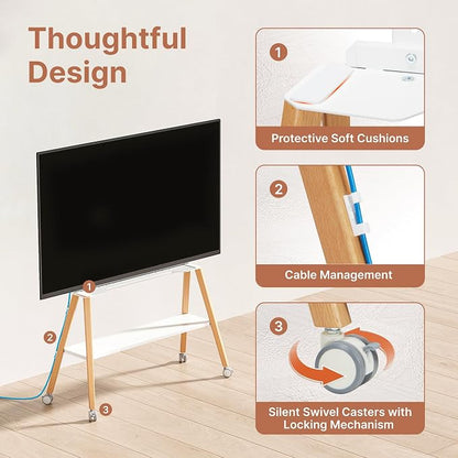 Rolling Easel TV Stand for 49–75 Inch TVs, Mobile TV Cart - Image 5