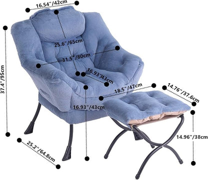 Tiita Lazy Chair with Ottoman, Comfy Leisure Sofa Reading Chair with Footrest - Image 2