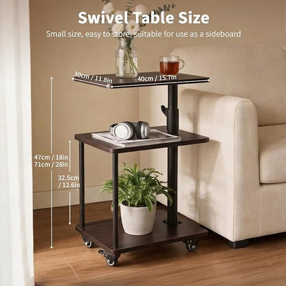 Swivel Side Table for Small Spaces, Adjustable Height End Table for Different - Image 2