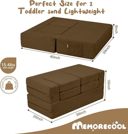 MeMoreCool Modular Kids Couch, Corduroy Play Toddler Couch - Image 2