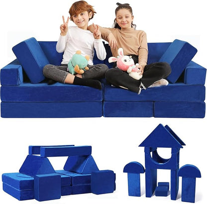Contour Comfort Kids Couch 14 PC Modular Kids Play Couch Set – Convertible Sofa by Contour+Comfort