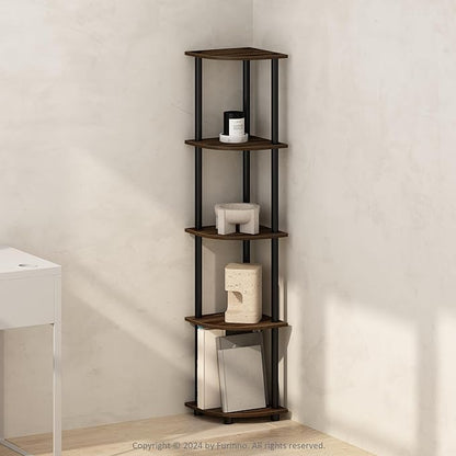 Furinno Turn-N-Tube Storage Shelves, 5-Tier Book Shelf, Corner Shelf, Toolless by Furinno-FitsYourSpaceFitsYourBudget