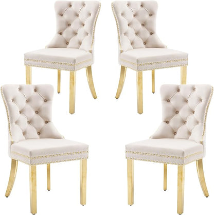 KCC Velvet Dining Chairs Set of 4, Upholstered High-end Tufted Dining Chair by KCC