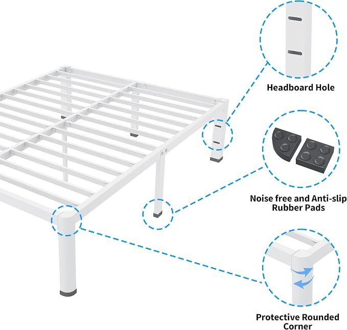 ROIL 14 Inch White Twin Size Bed Frame - Image 5