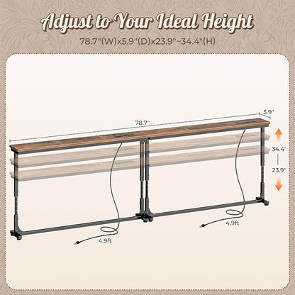 Huuger 78.7 Inch Height Adjustable Behind Couch Table - Image 2