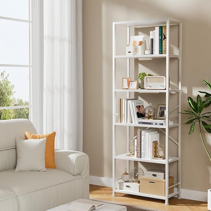 Furologee 6 Tier Book Shelf, Tall Wide Bookshelf, Modern Open Bookcase - Image 6