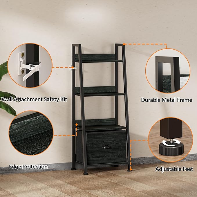 Furologee 4-Tier Ladder Shelf, Ladder Bookshelf - Image 5