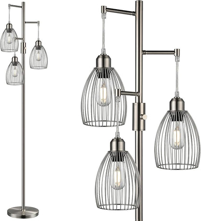 Nintiue Dimmable Floor Lamp, 3 x 800LM LED Edison Bulbs Included, Industrial by Nintiue
