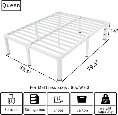 ROIL 14 Inch White Queen Bed Frame - Image 2
