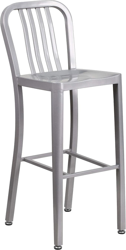 Flash Furniture Commercial Grade 30" High Silver Metal Indoor-Outdoor Barstool - Image 3