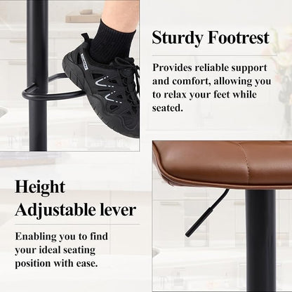 FIRAVOE Counter Height Bar Stools, Swivel Barstools Set of 3 - Image 5