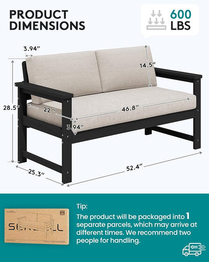 SERWALL Black HDPE Outdoor Loveseat - Image 5