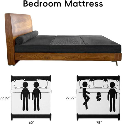 78" Boneless Couch, 5-in-1 Convertible Sofa Bed Tri Folding Mattress - Image 7