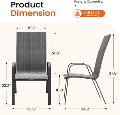 JEAREY Patio Dining Chairs Set of 4, Outdoor Stackable Dining Furniture Set - Image 3
