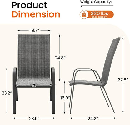 JEAREY Patio Dining Chairs Set of 6, Outdoor Stackable Dining Furniture Set - Image 3