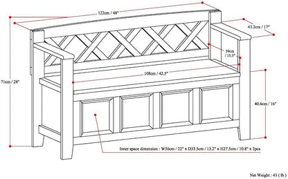 SIMPLIHOME Amherst Entryway Storage Bench - Image 3