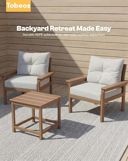 HDPE 3 Piece Patio Furniture Set, All-Weather Outdoor Couch Set - Image 6
