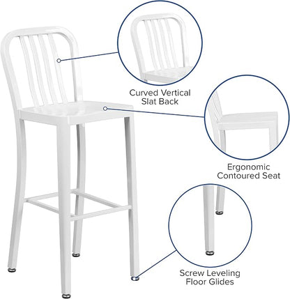 Flash Furniture Commercial Grade 30" High White Metal Indoor-Outdoor Barstool - Image 4