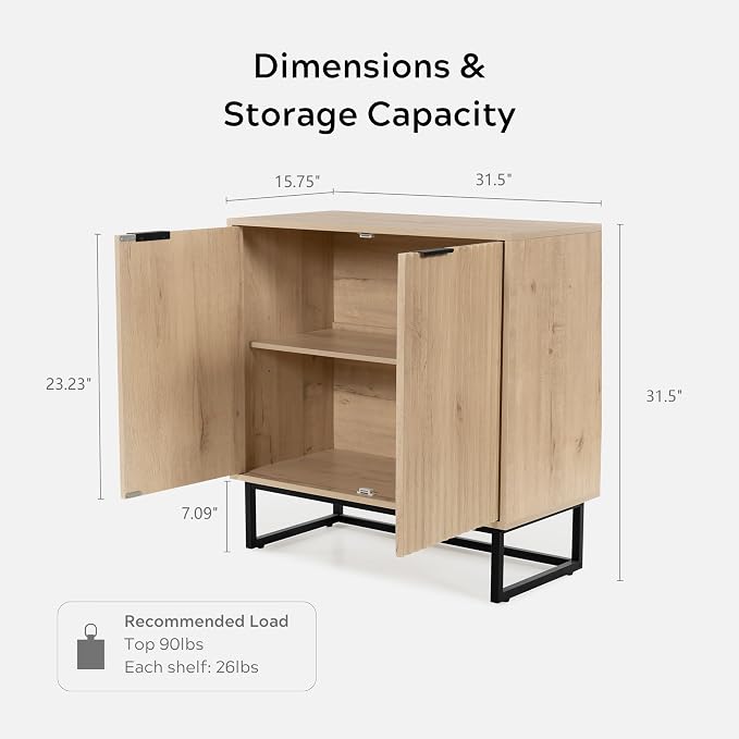 EYYTHUNG Fluted Storage Cabinet Set of 2, Sideboard Buffet Cabinet Modern - Image 2